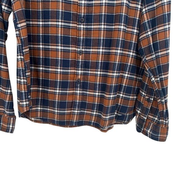 J. Crew Mercantile Plaid Button Front Shirt Brown/Blue Size XL NWT - Picture 5 of 7